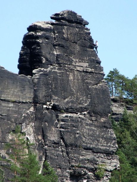 Lok mit Bergfreund an der Südkante